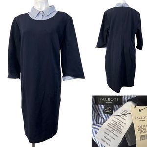 Talbots layered look shirt dress plus size 2X navy blue